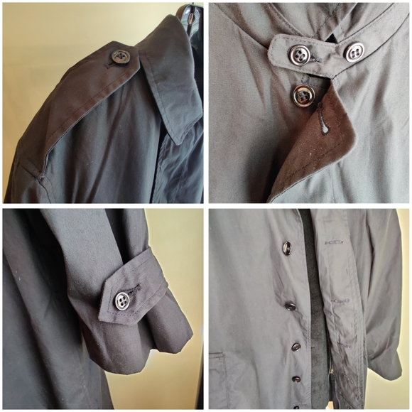 DSCP Quarterdeck Collection Black Trench Coat 44R Removable Fleece Liner wZipper - Picture 6 of 11